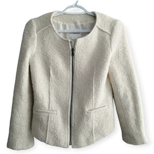 Club Monaco Sherpa Wool Blend Cream Zip Up Blazer Size 4